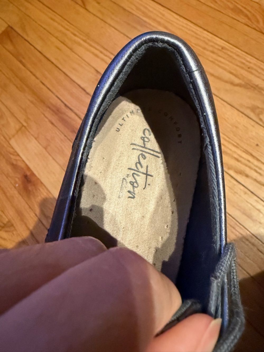 Clarks Sharon Crystal Leather wedge oxford metallic cushion 9 Perforated Lace-Up - Picture 7 of 9